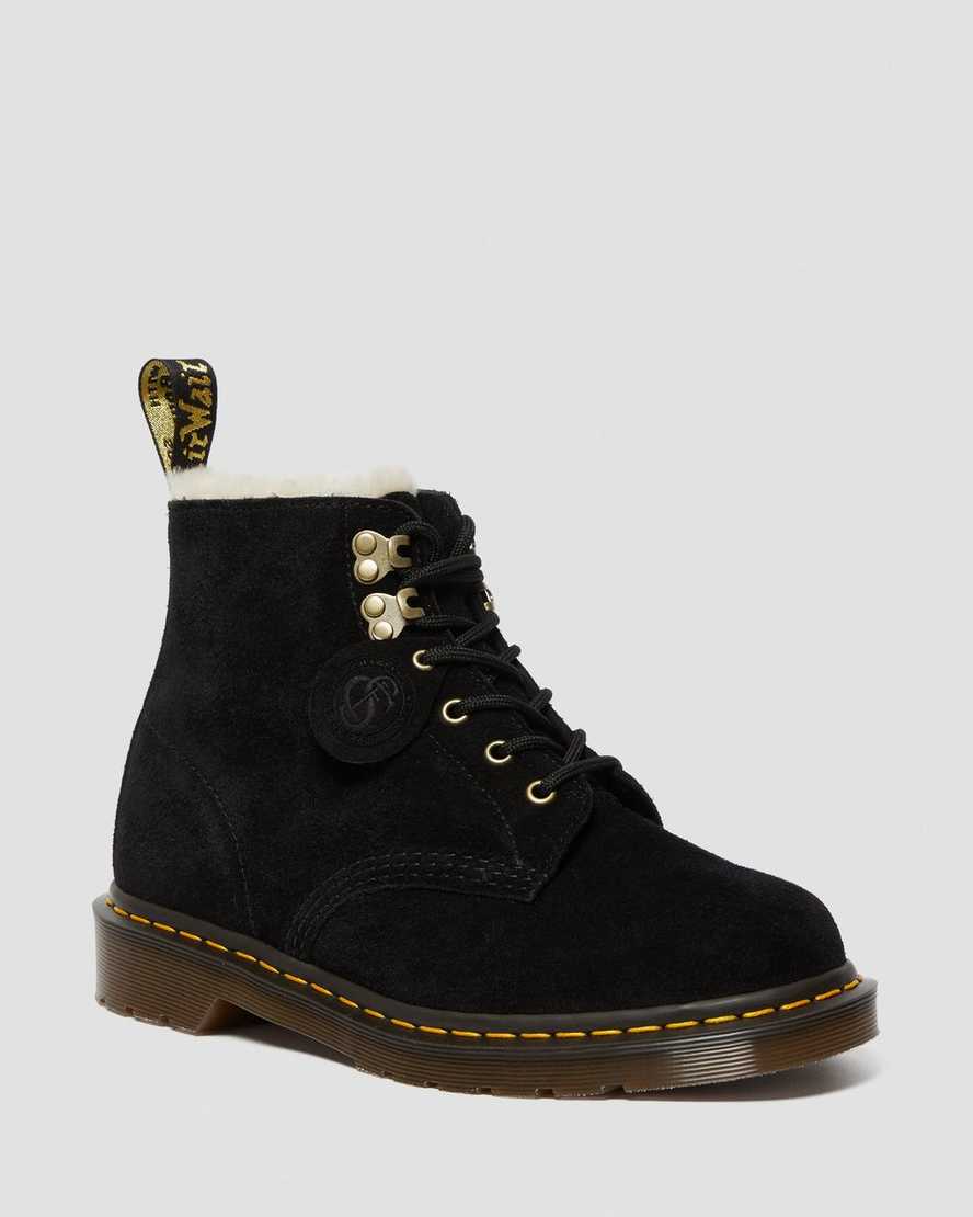 Dr. Martens 101 Suede Shearling Lined Naisten Originals Nilkkurit - Mustat Nilkkurit [847-ILHYNK]